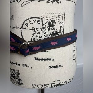 CK Bradley Tally Ho Designs Pig O-Ring Belt Brown Pink Size Small